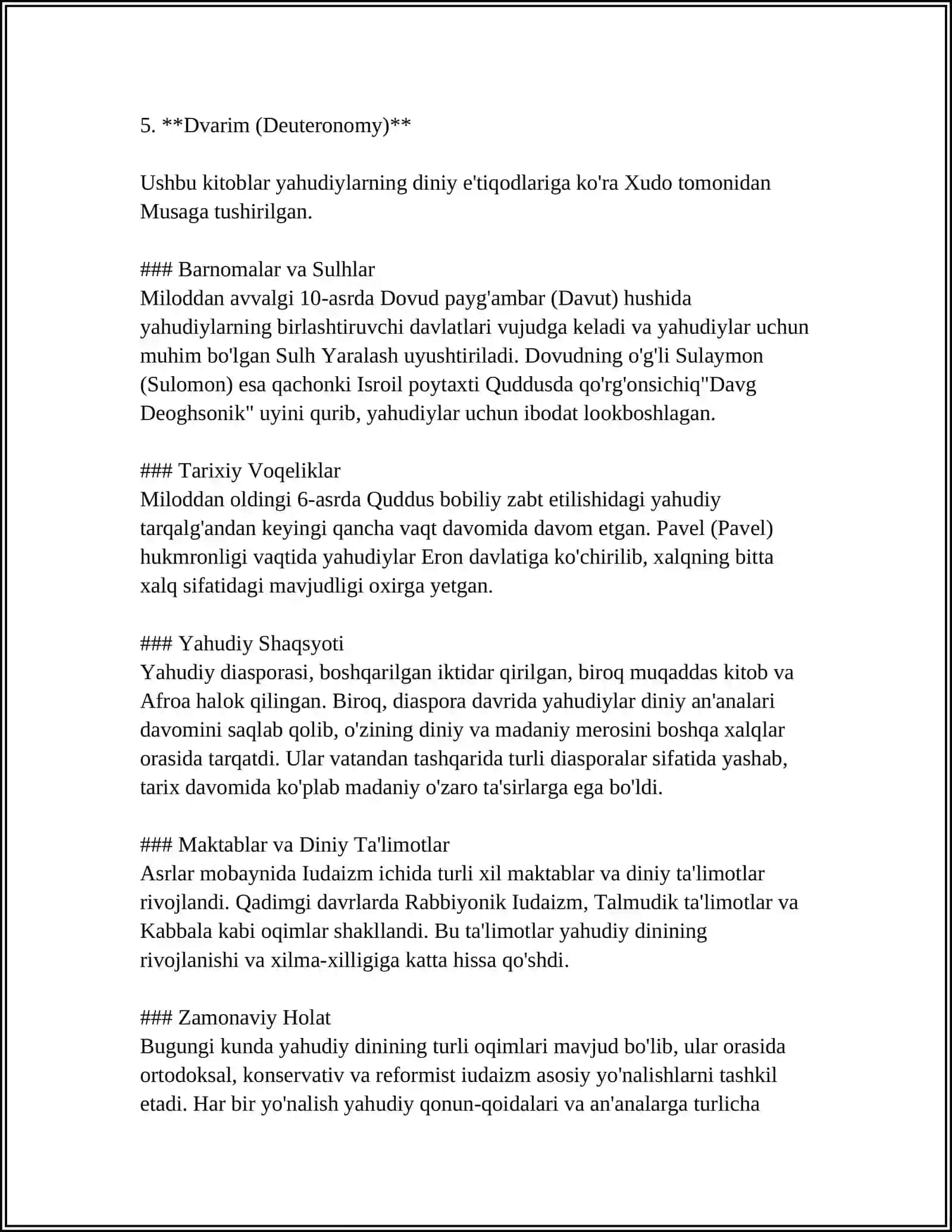 YAHUDIYLAR DINI TARIXI,MAROSIMLARI VA MUQADDAS KITOBLARI 4