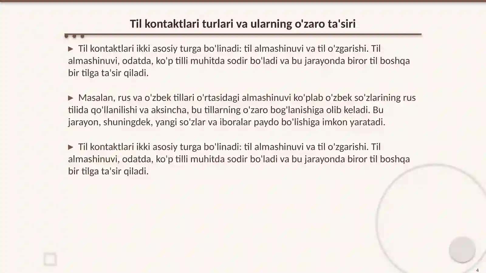 Til kontaktlari sotsiolingvistikaning bosh masalasi sifatida 4