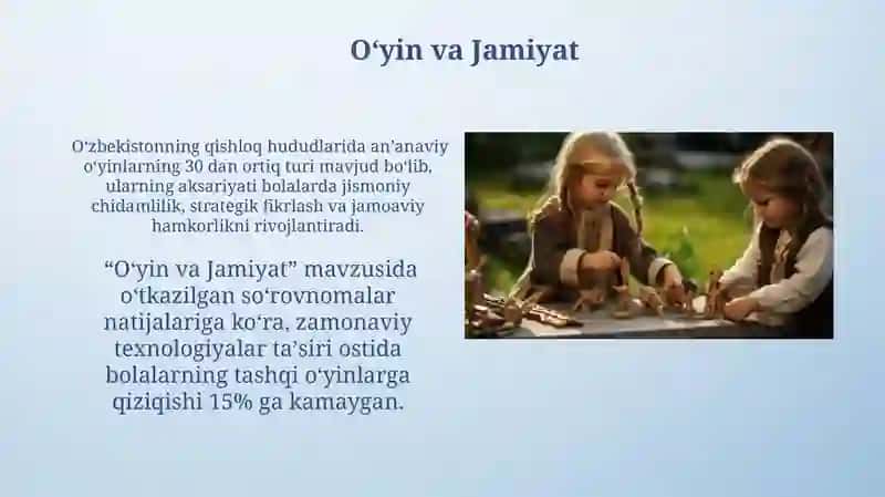Oʻyin bola faoliyatining asosiy turi sifatida 4