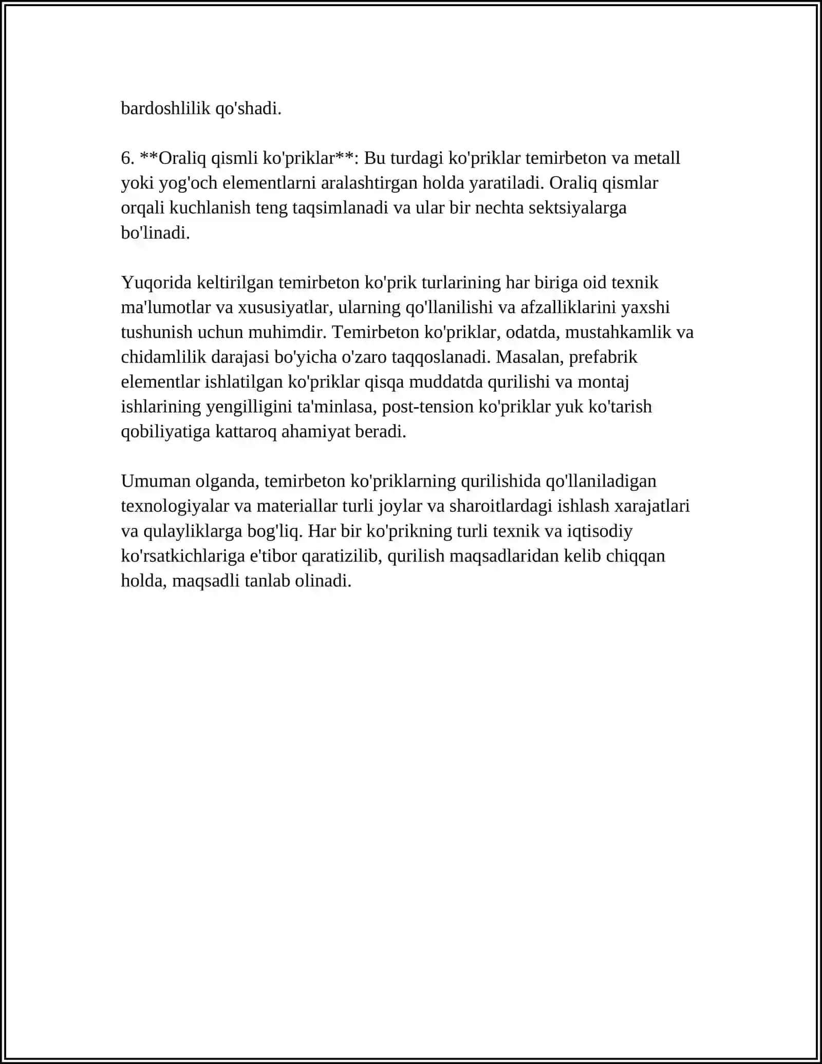 MUSTAQIL ISH Mavzu: TEMIRBETON KOʻPRIK QURILMALARINING ASOSIY SISTEMALARI 4