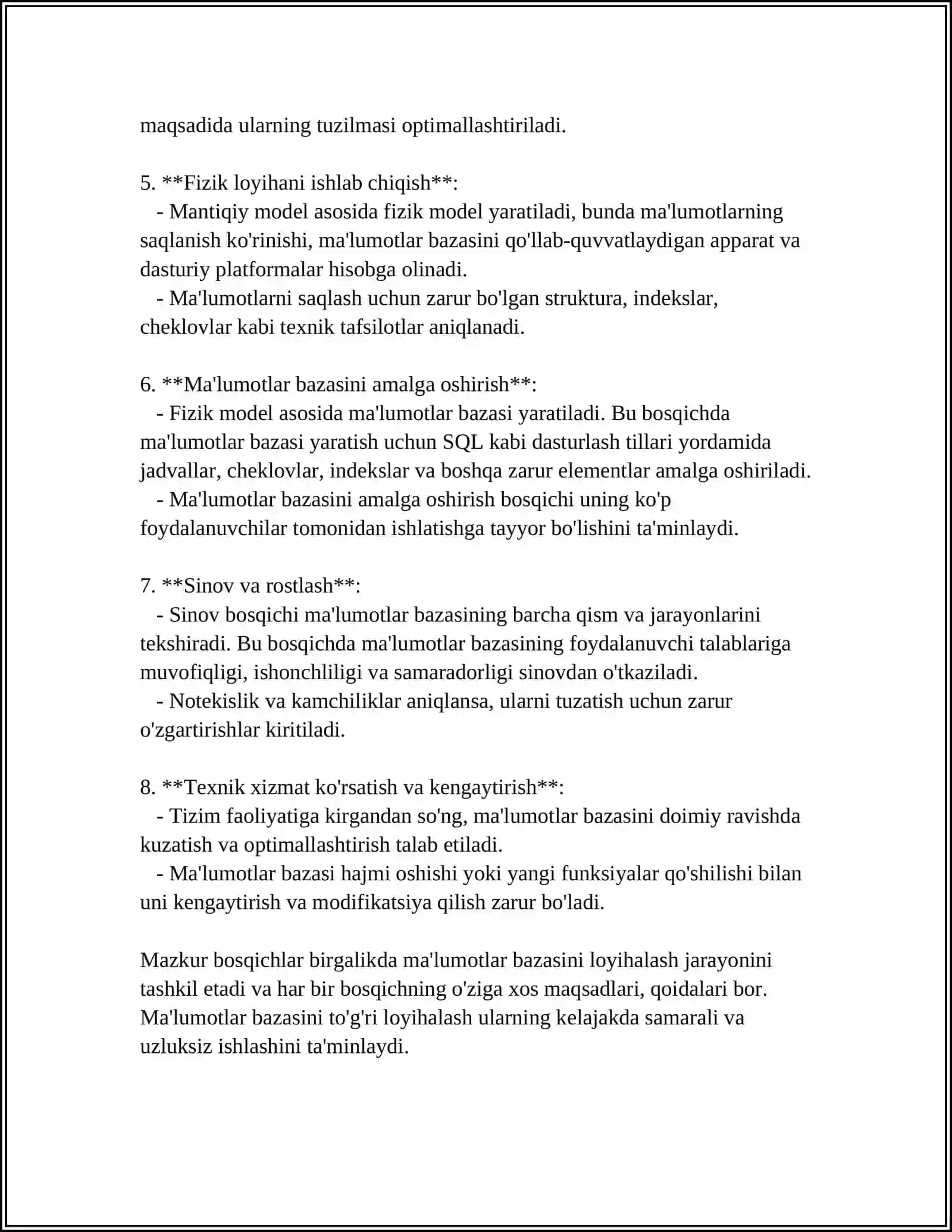 MA'LUMOTLAR BAZASINI LOYIHALASH VA MOXIYAT-ALOQA DIAGRAMMASINI QURISH 4