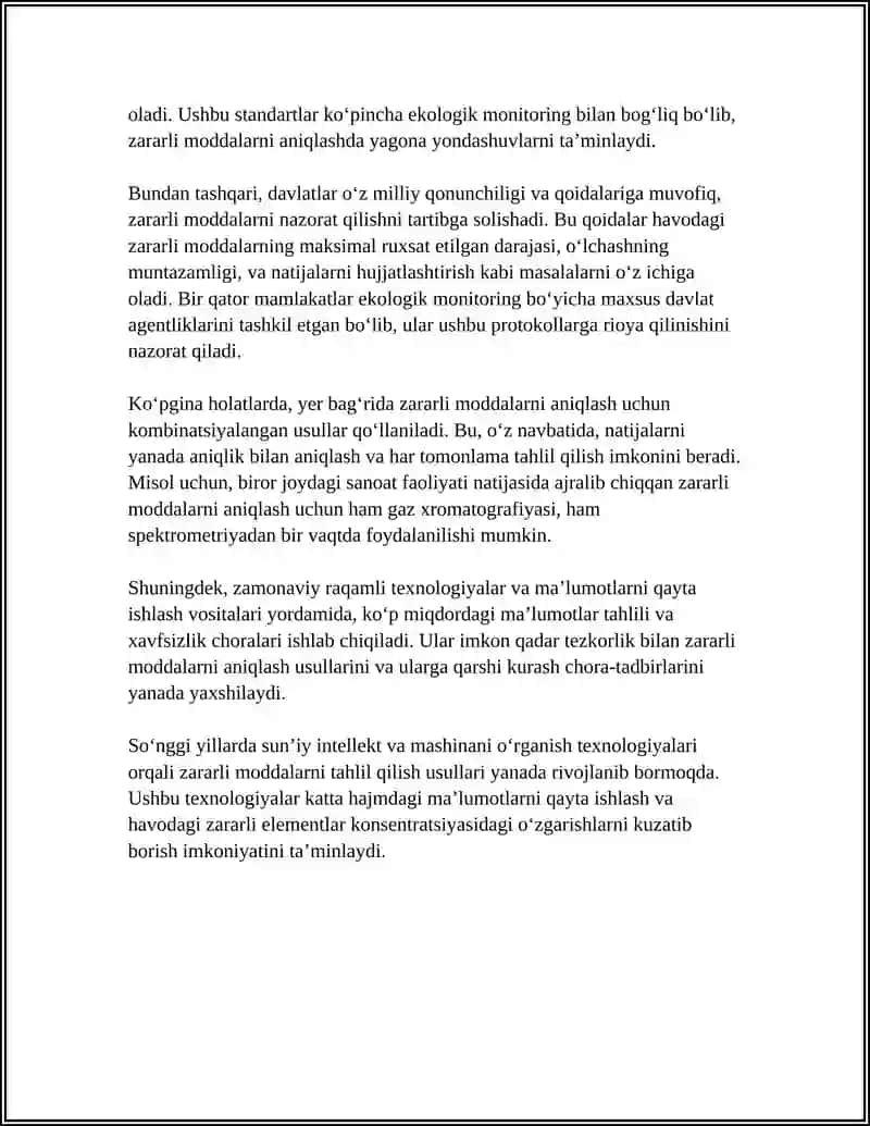 Yer bagʻri havosidagi zararli moddalarni aniqlash usullari va protokollari 4