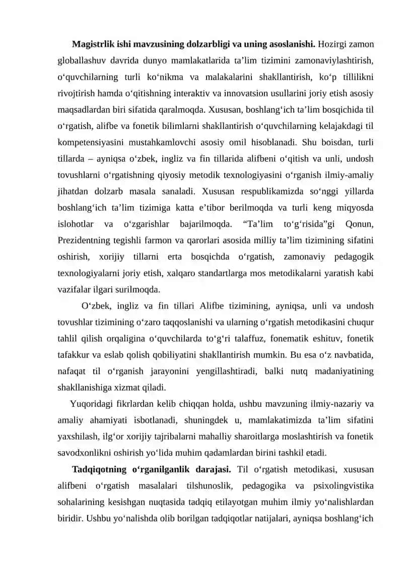 O‘zbek, fin, ingliz boshlang‘ich ta’limida “Alifbe”ni o‘qitishning qiyosiy-metodik texnologiyasi 4