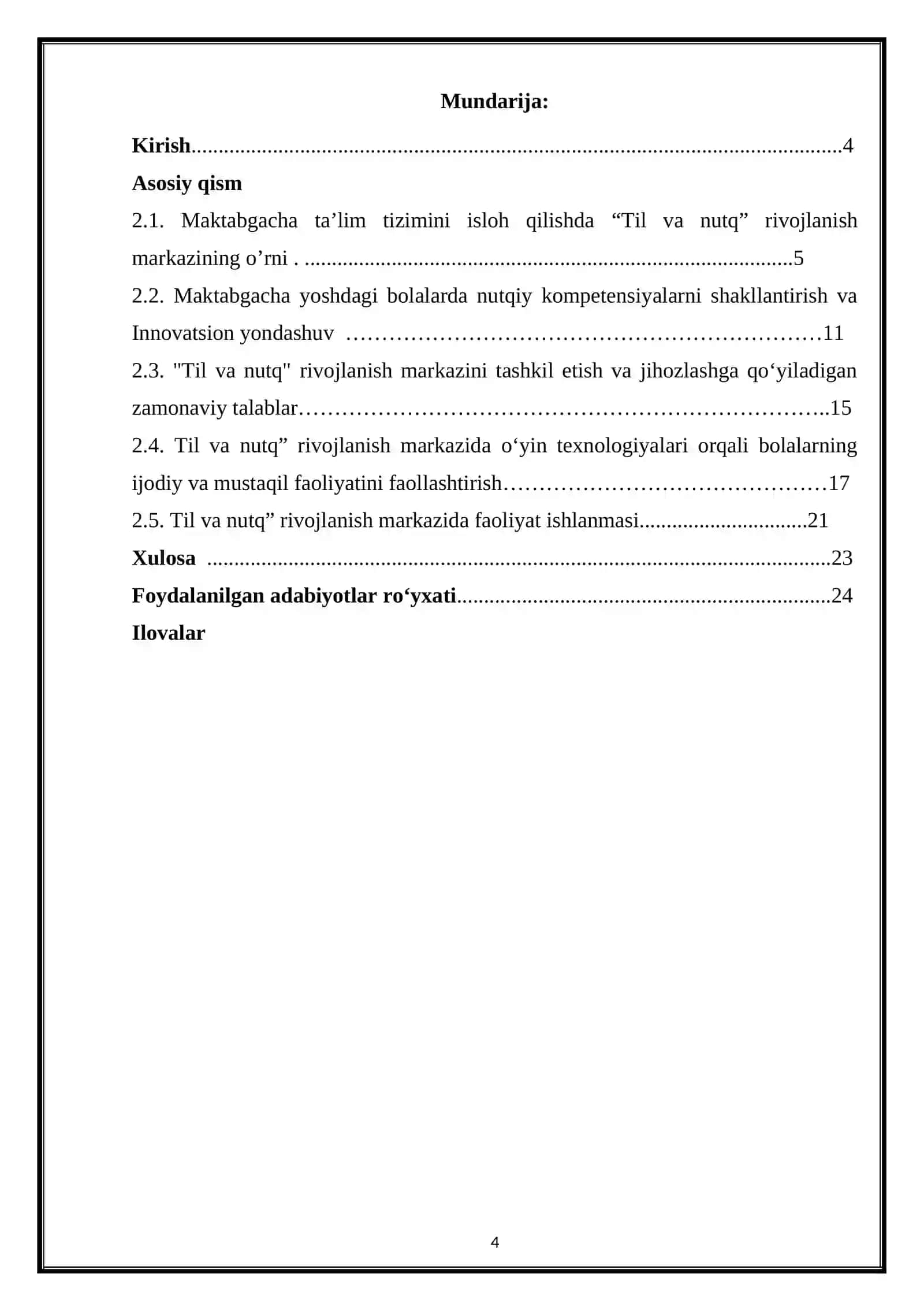 MTT TARBIYACHILARI MALAKA OSHIRISH KURSI 4