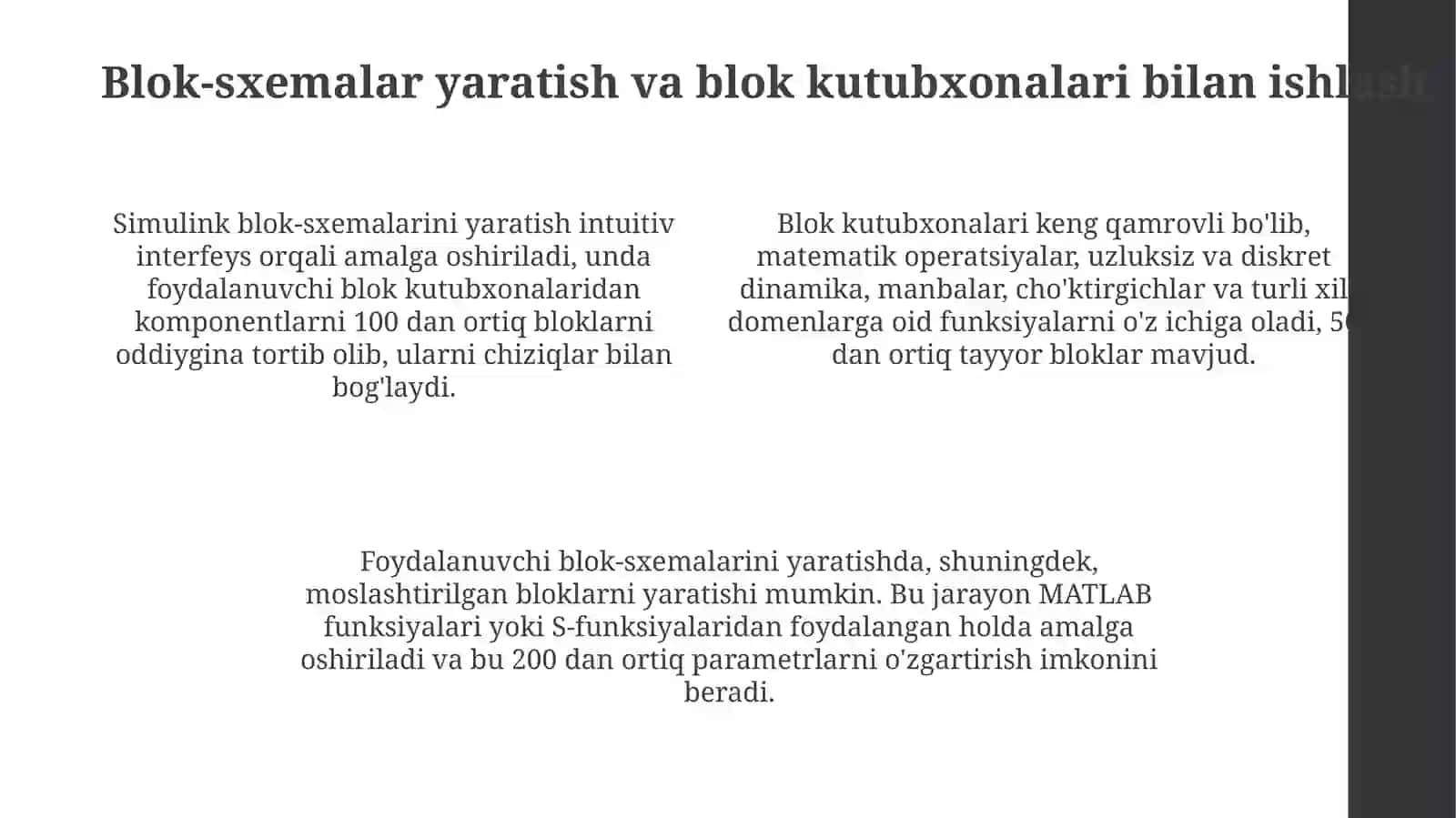Dinamik sistemalarni Simulink paketida modellashtirish 4