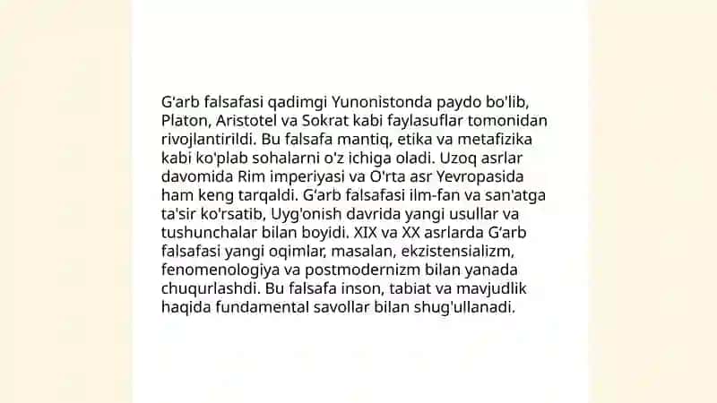 Falsafaning mohiyatiga oid sharq va gʻarb mutafakkirlari taʼriflarini tasniflash 4