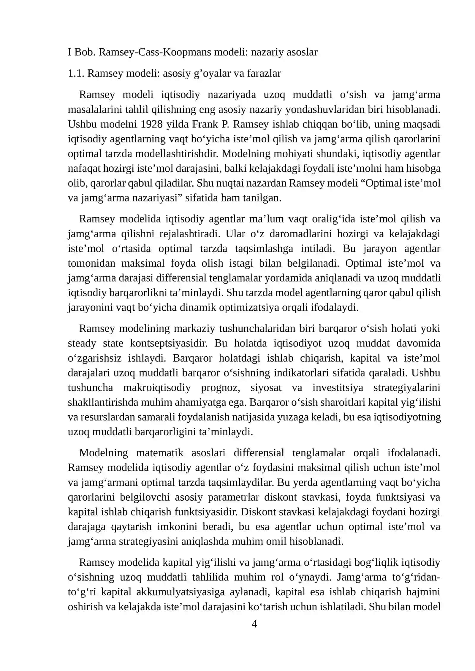 Ramsey-cass koopmans modeli va optimal jamg'arma darajasi 4