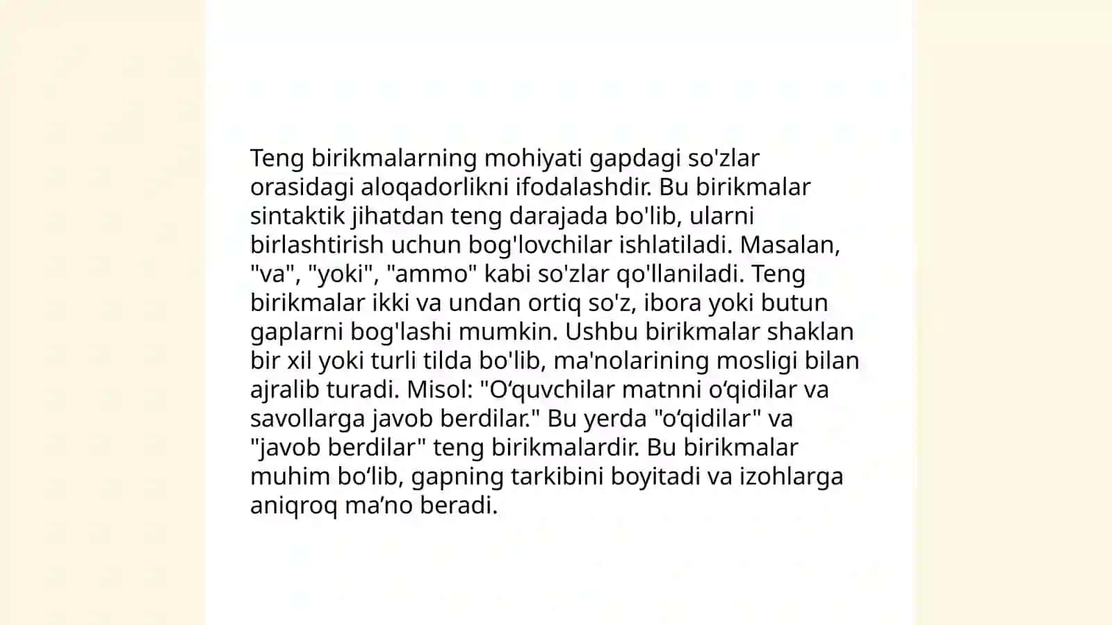 Sintaksis. Teng birikma va Tobe birikma 4
