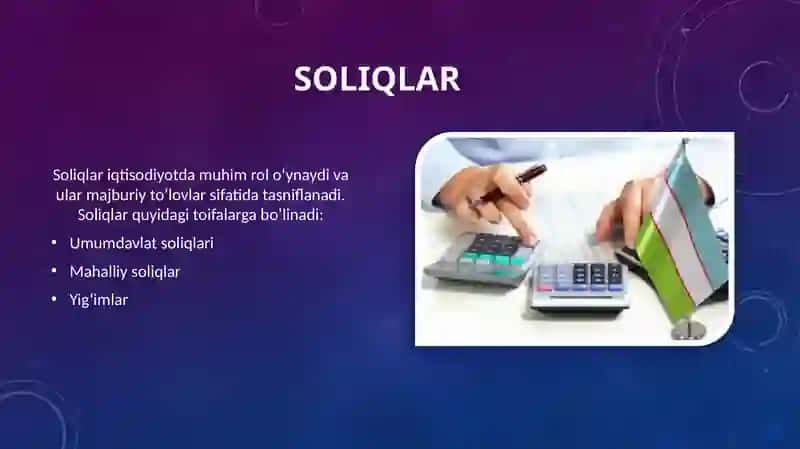 Soliqlar va yig'ilarning tasnifi 4