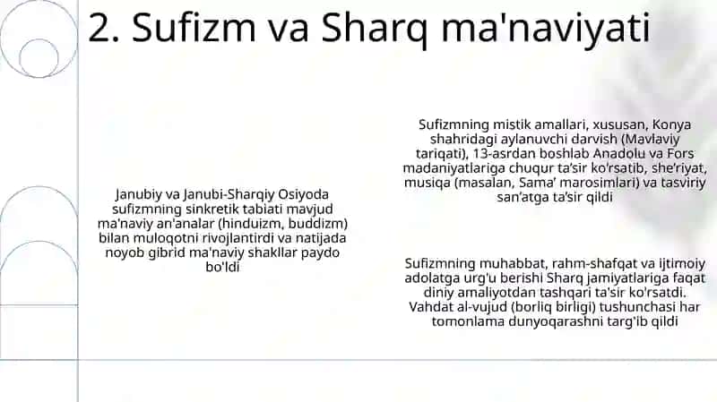Tasavvuf taʼlimotining Sharq madaniyatiga taʼsiri 4