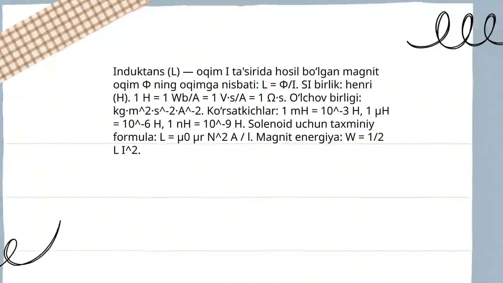 Induktiv elementlar va ularni xarakterlovchi kattaliklar 4