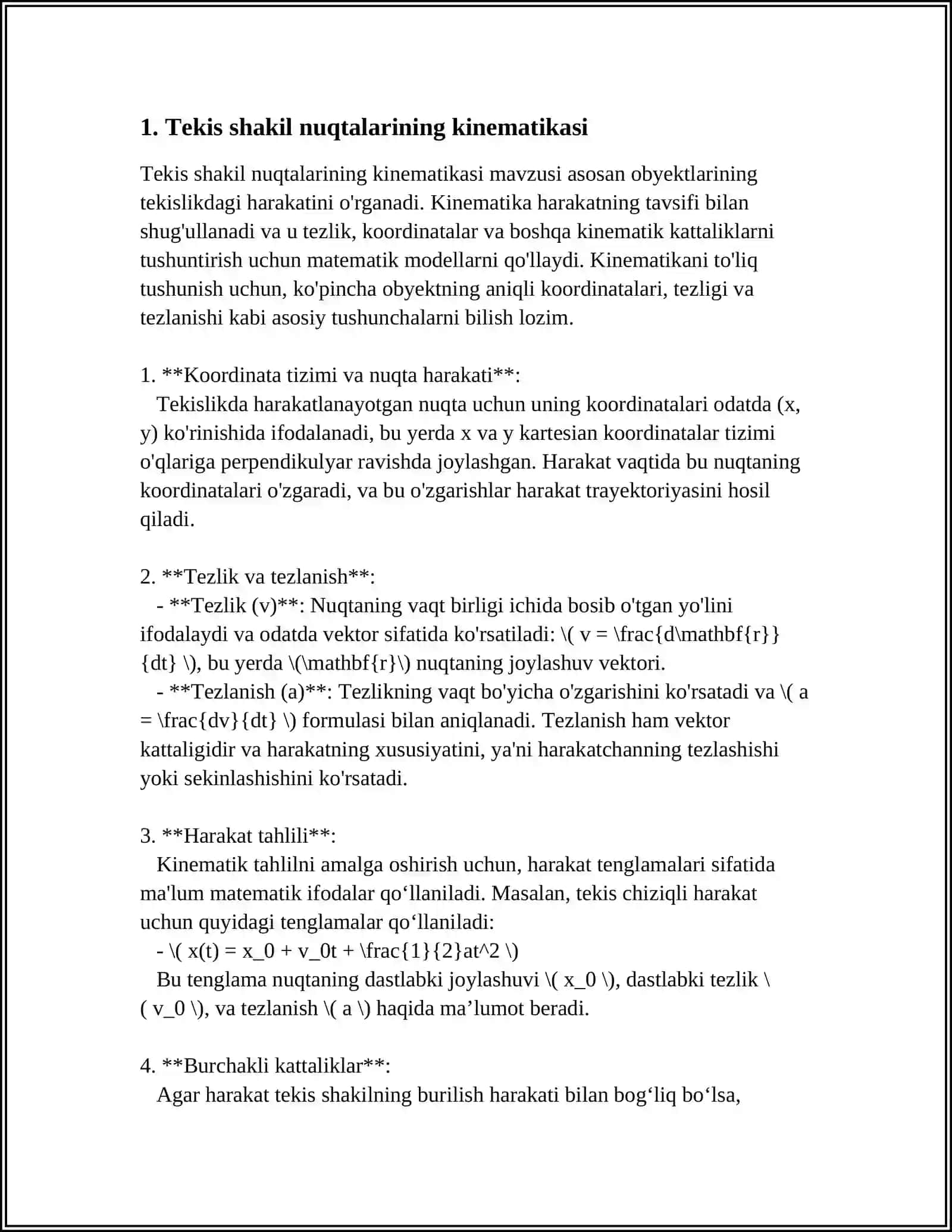 TEKIS SHAKIL NUQTALARINING KINEMATIKASI 4