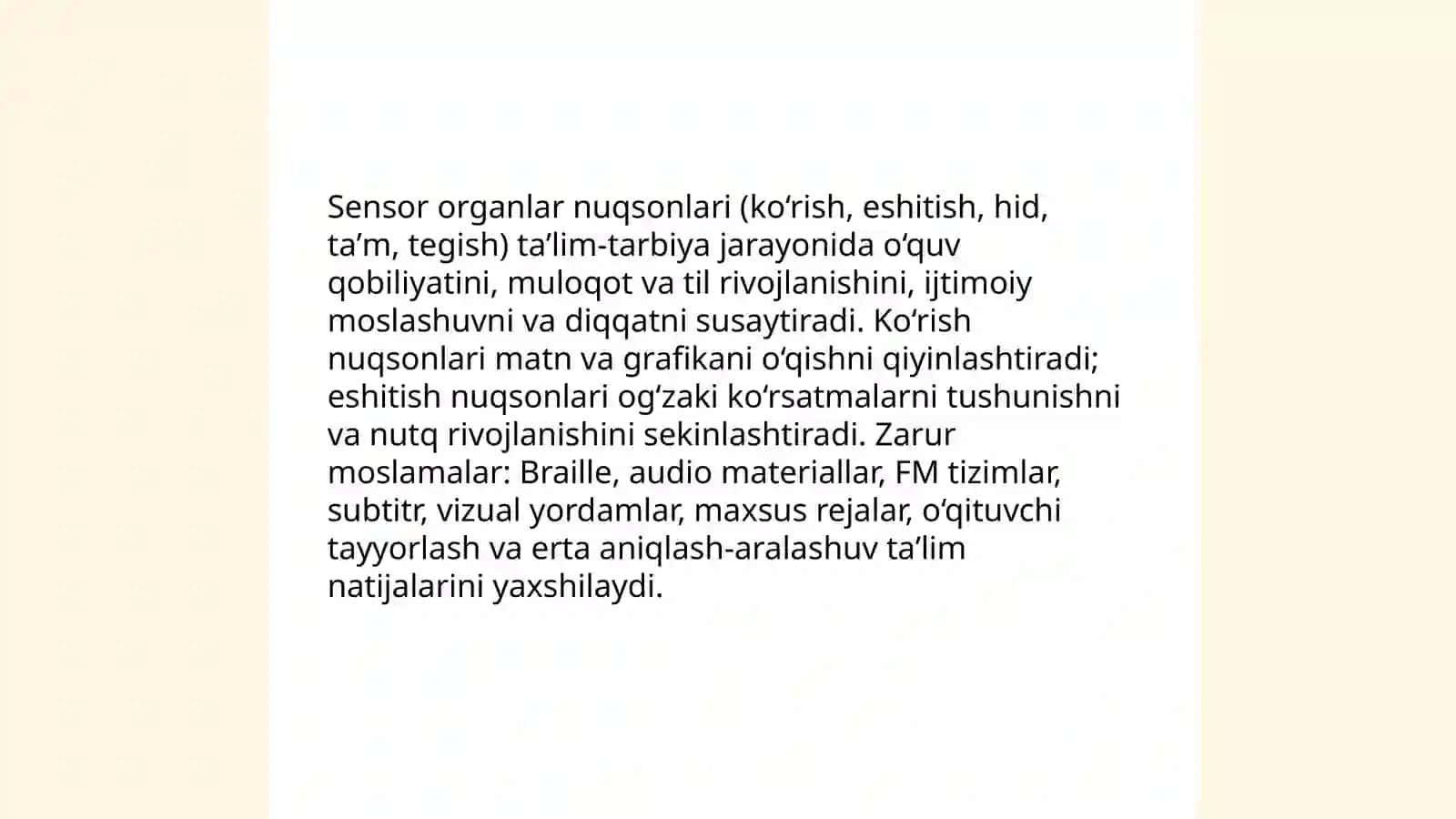 Psixofiziologik nuqsonlarning tasnifi va ularning taʼlim tarbiyaga taʼsiri 4