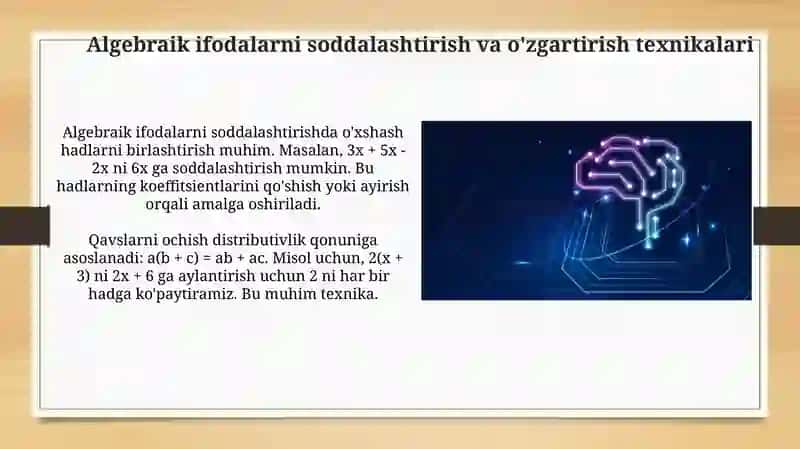 Algebraik ayniy almashtirishlarni oʻqitish metodikasi 4