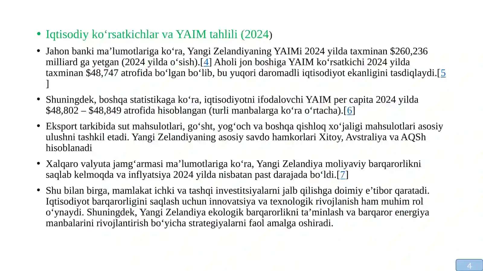 Yangi Zelandiya iqtisodiyoti va emperik tahlili 4