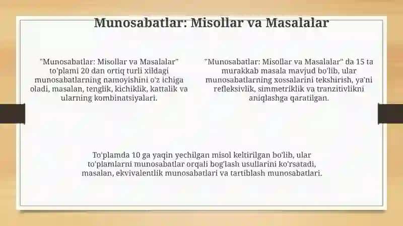 To'plamlar: Misollar va Masalalar 4