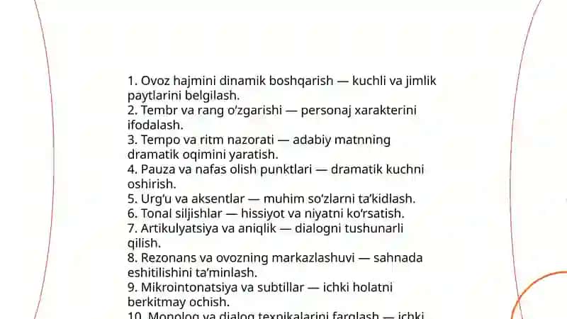 Lirik va dramatik turdagi asarlarni ifodali o’qish 4