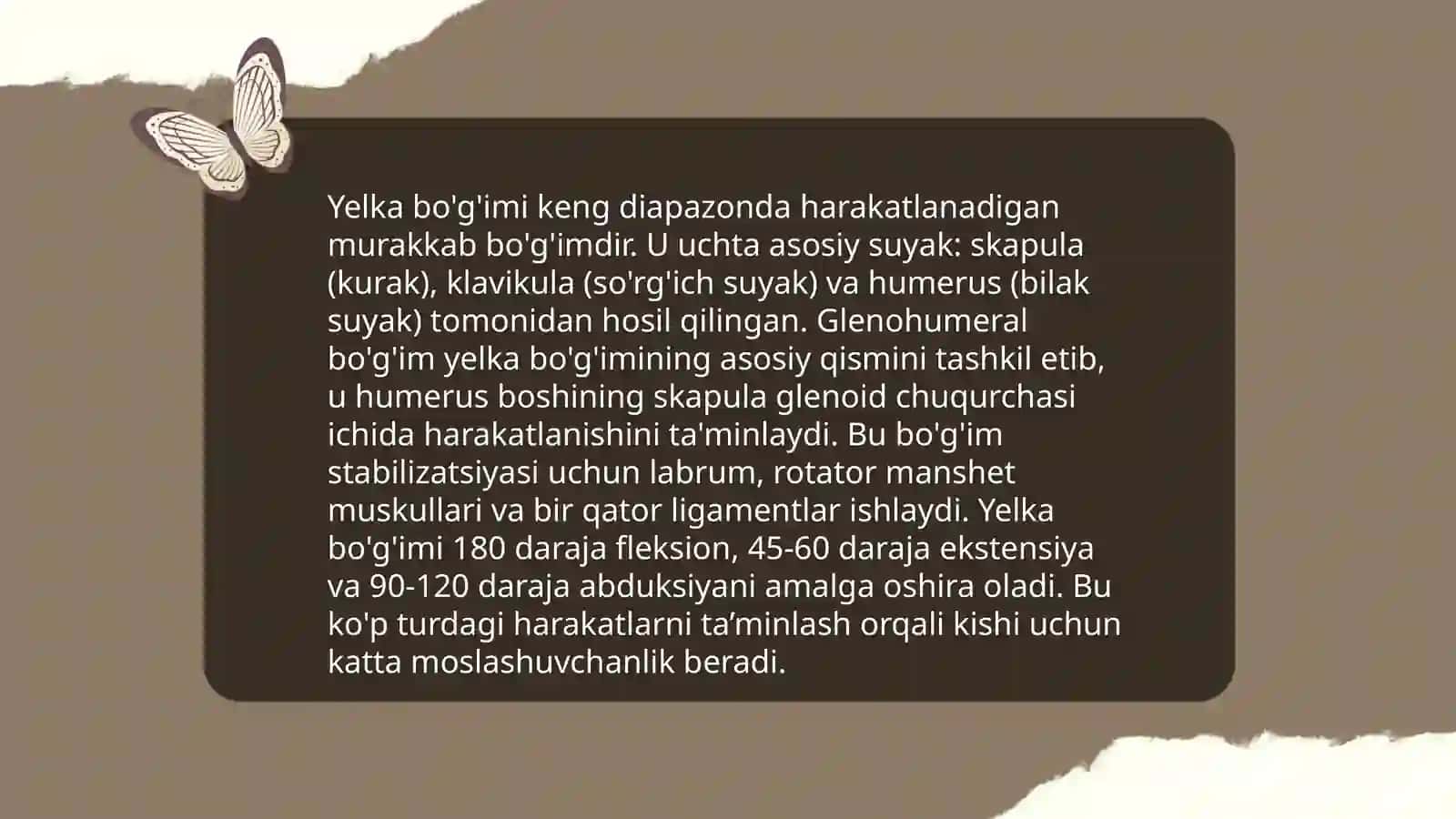 Yelka kamari va qo'l erkin qismi suyaklarning birlashuvi 4