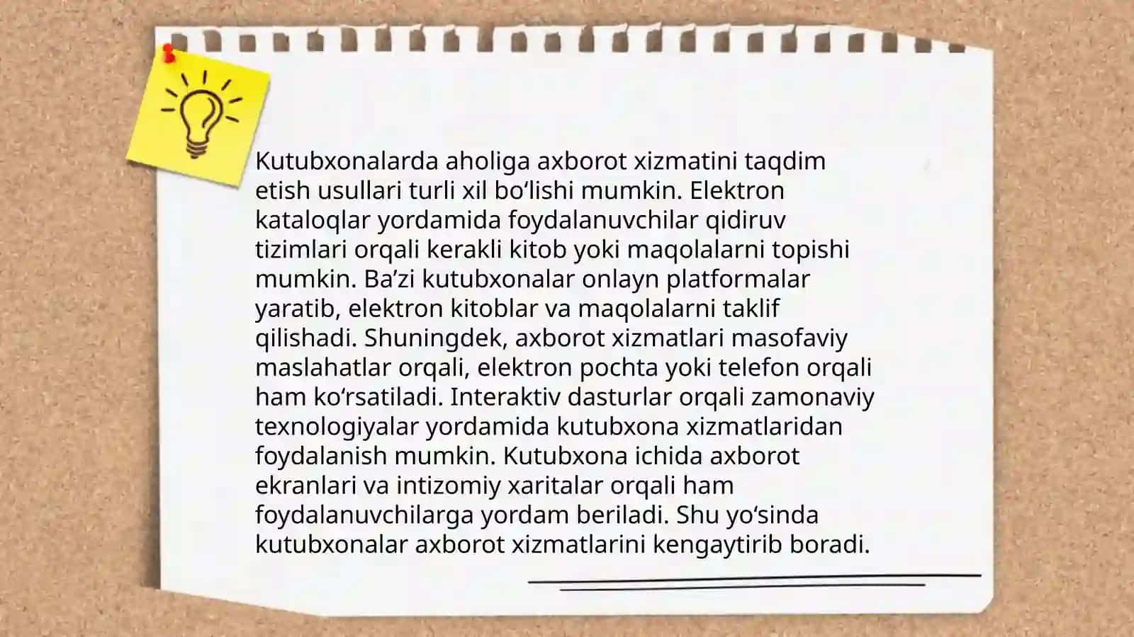 Kutubxona axborot xizmatini koʻrsatishni tashkillashtirish 4