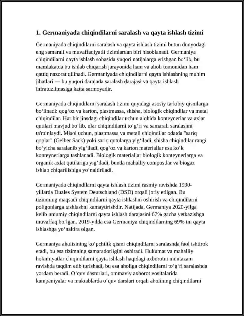 Germaniyada chiqindilarni saralash va qayta ishlash tizimi 4