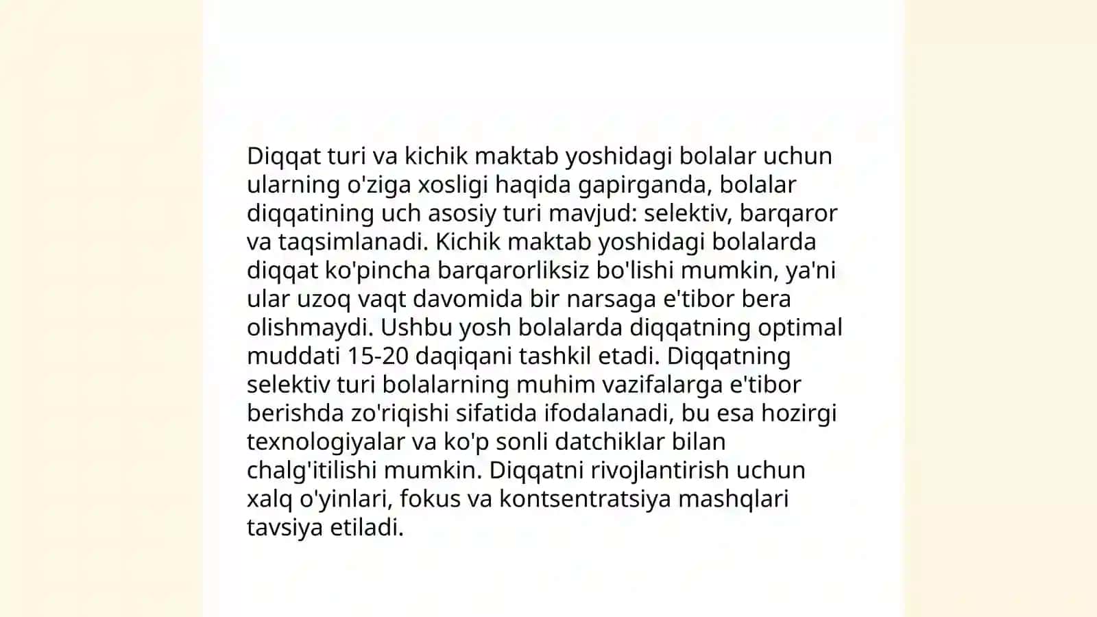 Kichik maktab yoshidagi bolalarda diqqat barqarorligini rivojlanishining psixologik xususiyatlari 4