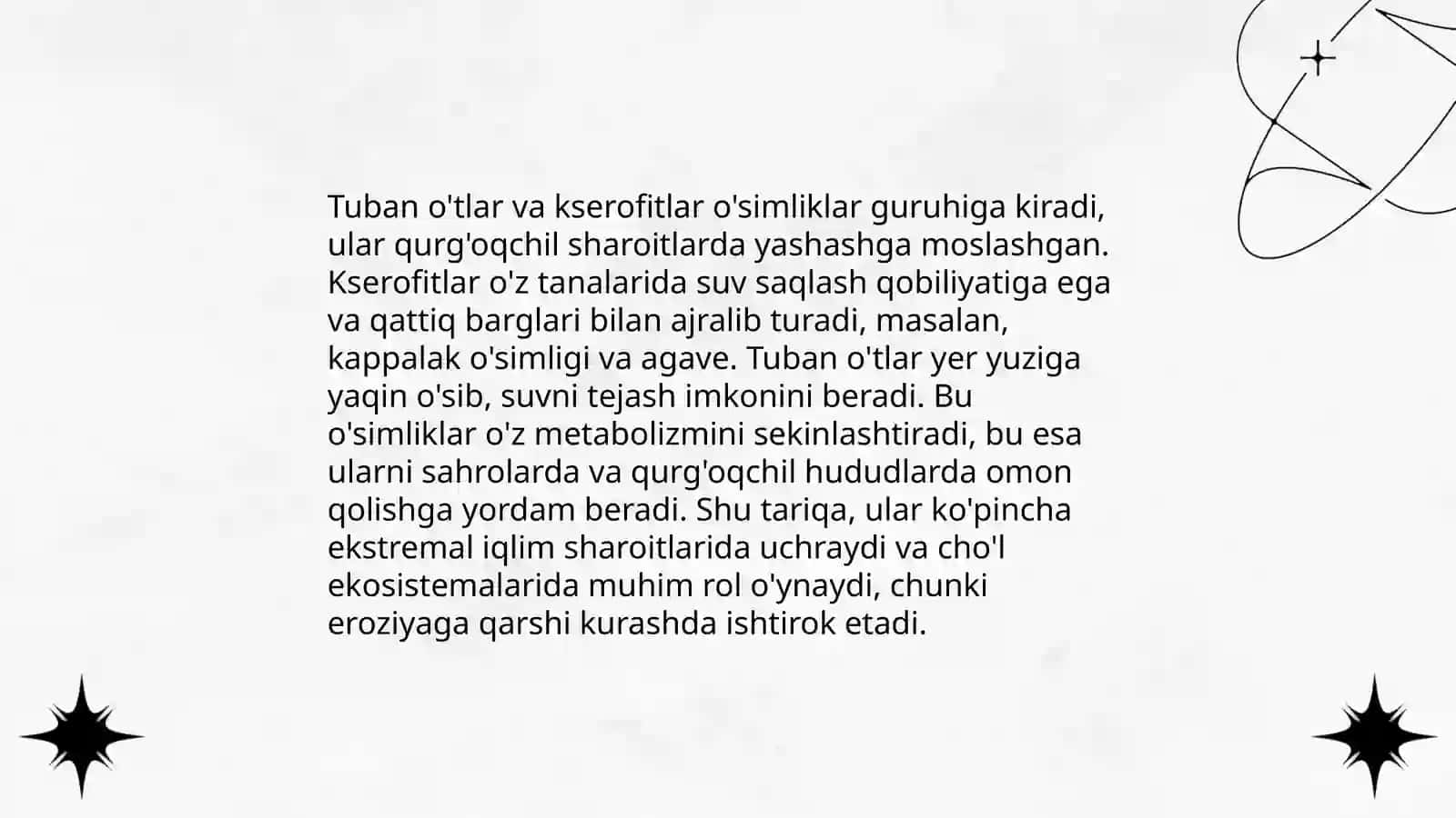 Oʻzbekiston oʻsimlik qoplami. Tuban va yuksak oʻsimliklar 4