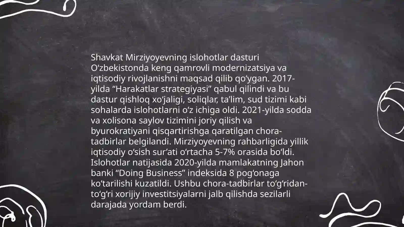 Oʻzbekiston -2030 strategiyasi va Prezident Sh. Mirziyoyev asarlari asosida milliy va xorijiy tajribani qiyoslash 4