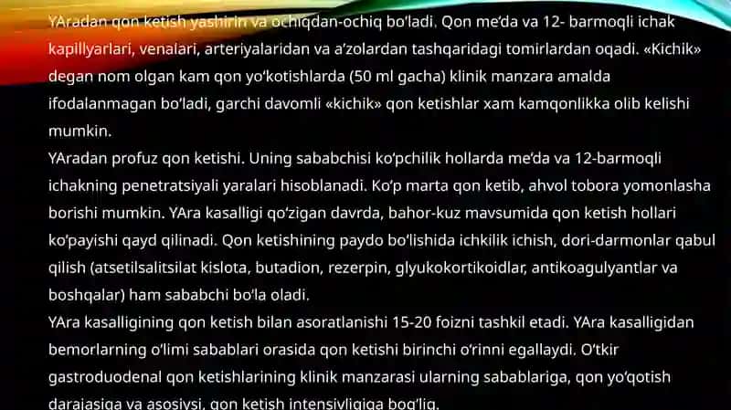 Me'da yog‘on ichak, ingichka ichaklardan qon ketishi va asoratlari 4