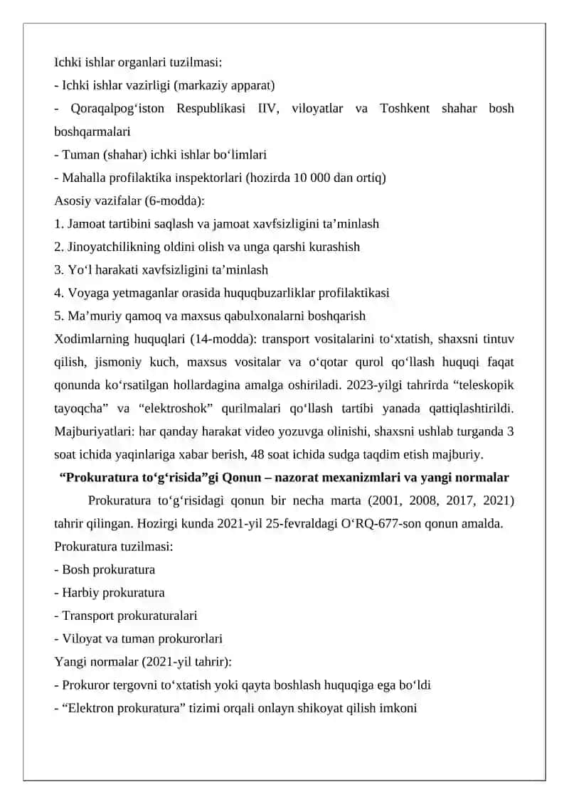 Huquqni muhofaza qiluvchi organlarning asosiy funksiyalari 4