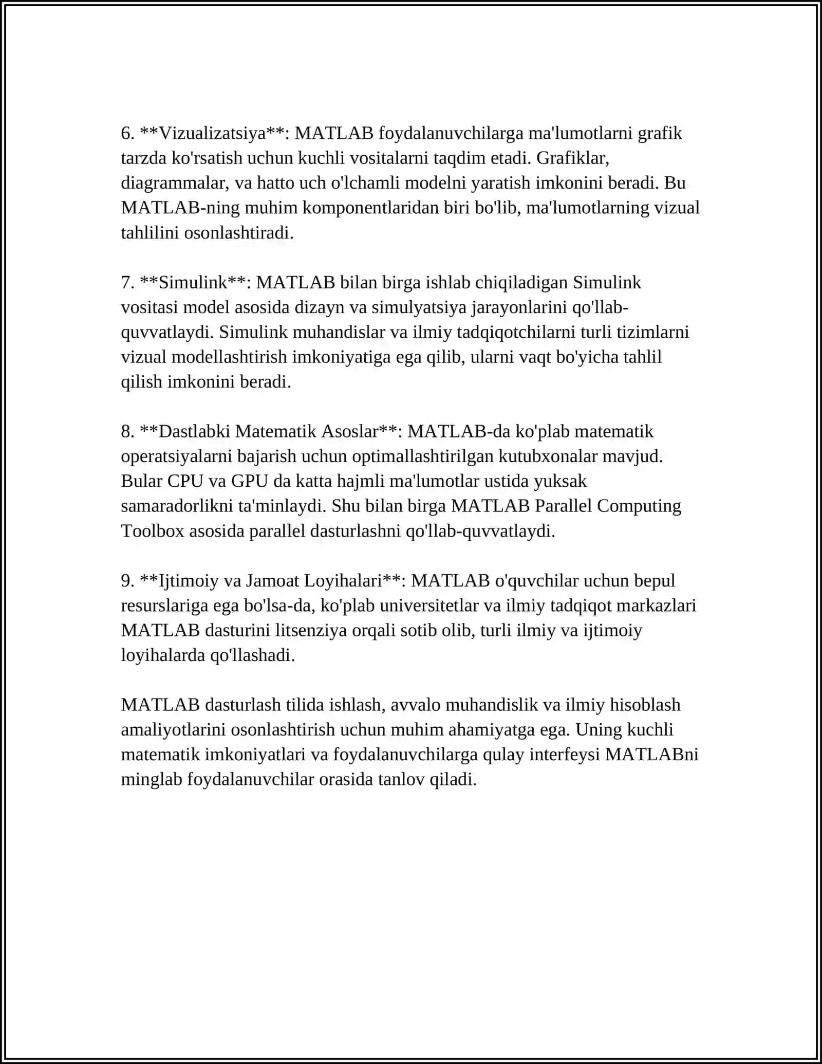 MATLAB DASTURLASH TILIGA 4