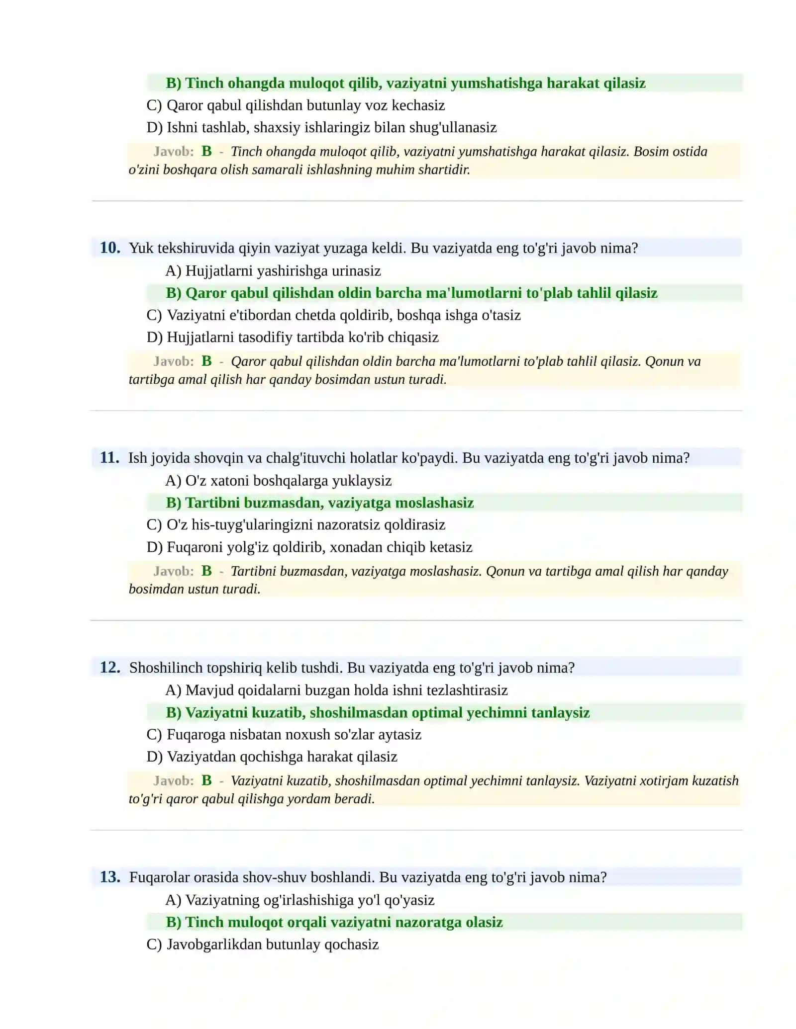 BOJXONA XIZMATIGA ISHGA KIRISH PSIXOLOGIK SINOV Testlari 4
