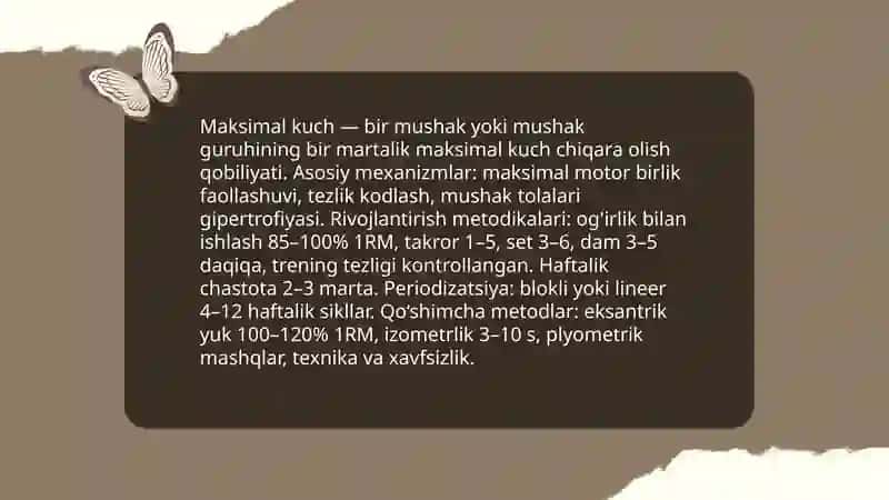 Jismoniy tarbiyada kuch sifati turlari va rivojlantirish uslubiyati 4