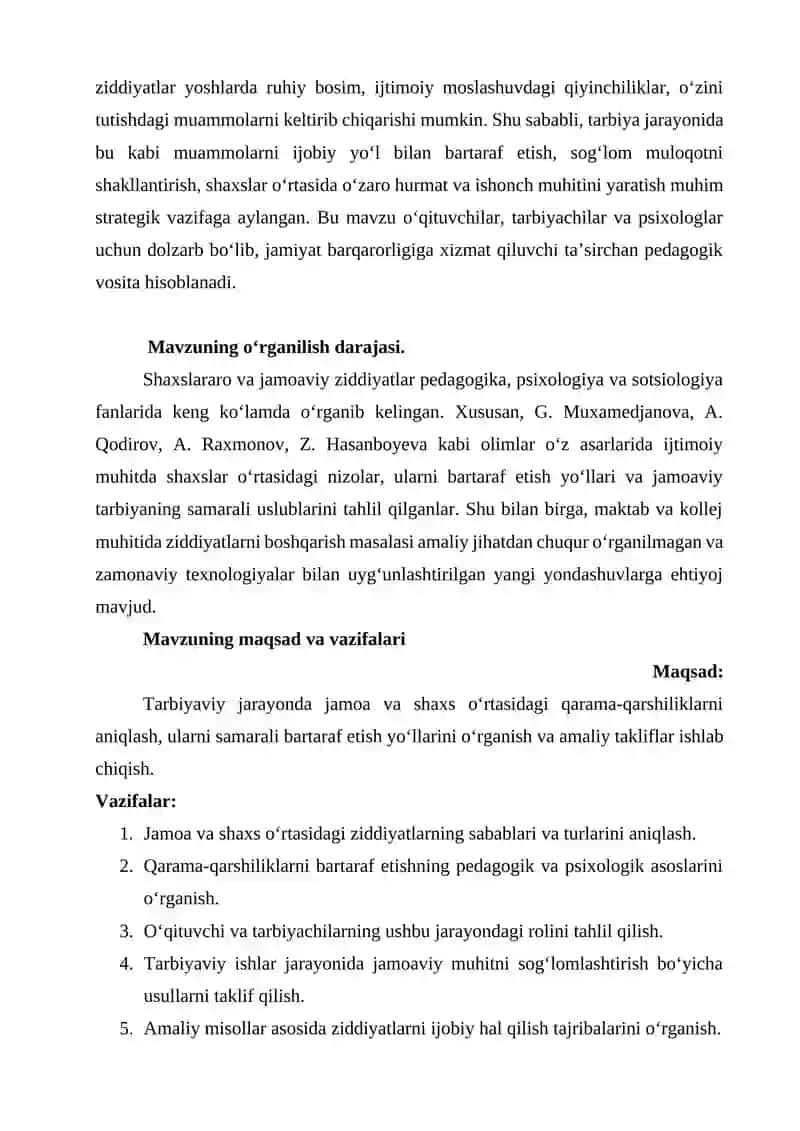 TARBIYA JARAYONIDA JAMOA QARSHILIKLARNI BARTARAF ETISH BILAN SHAXS O'RTASIDAGI QARAMA-QARSHILIKLARNI BARTARAF ETISH 4