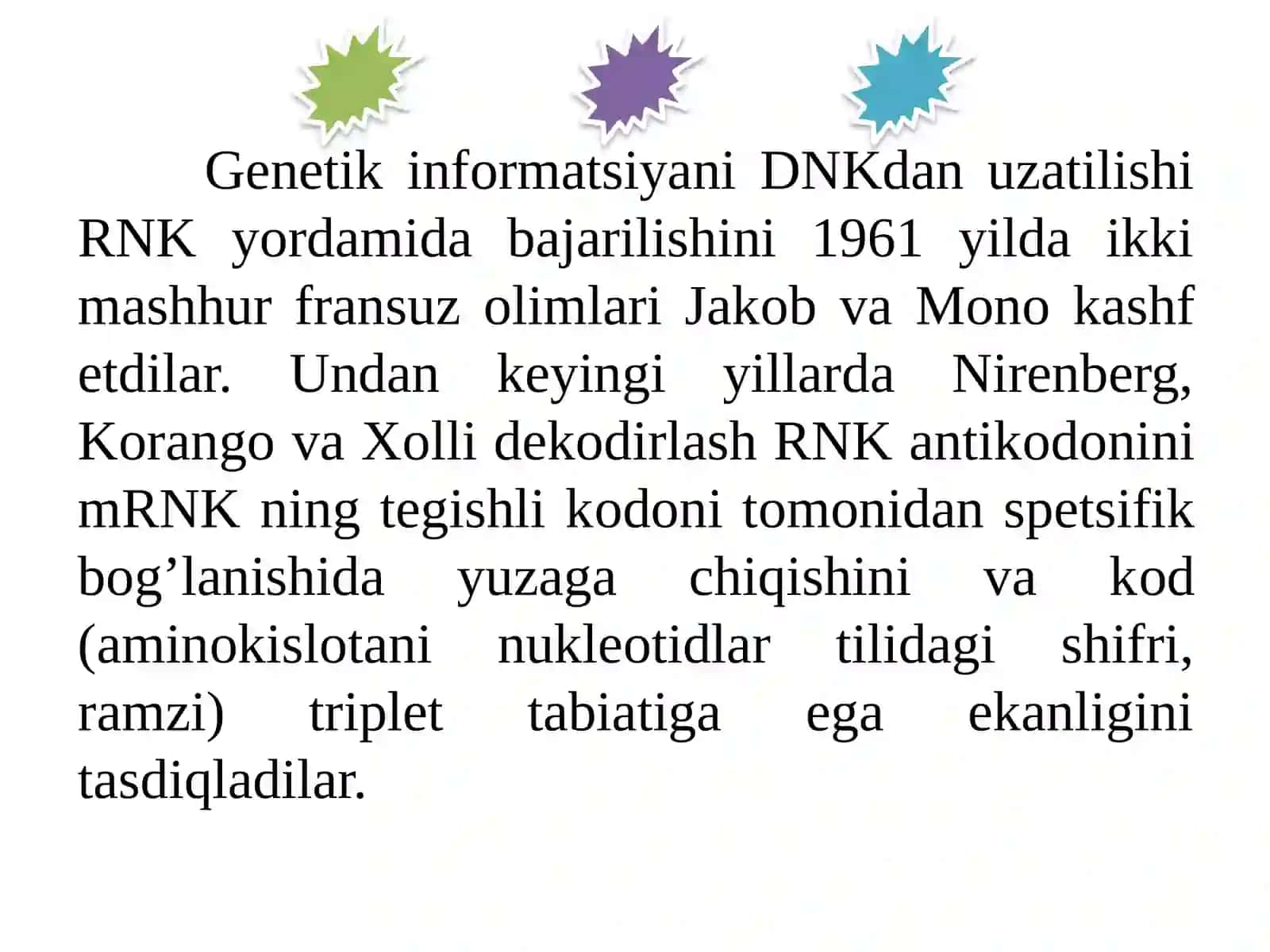 Transkripsiya, translyatsiya   va oqsil sintezi 4