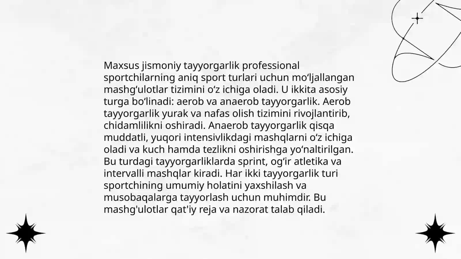 Umumiy va maxsus jismoniy tayyorgarlik haqida bilimlarni oshirish 4