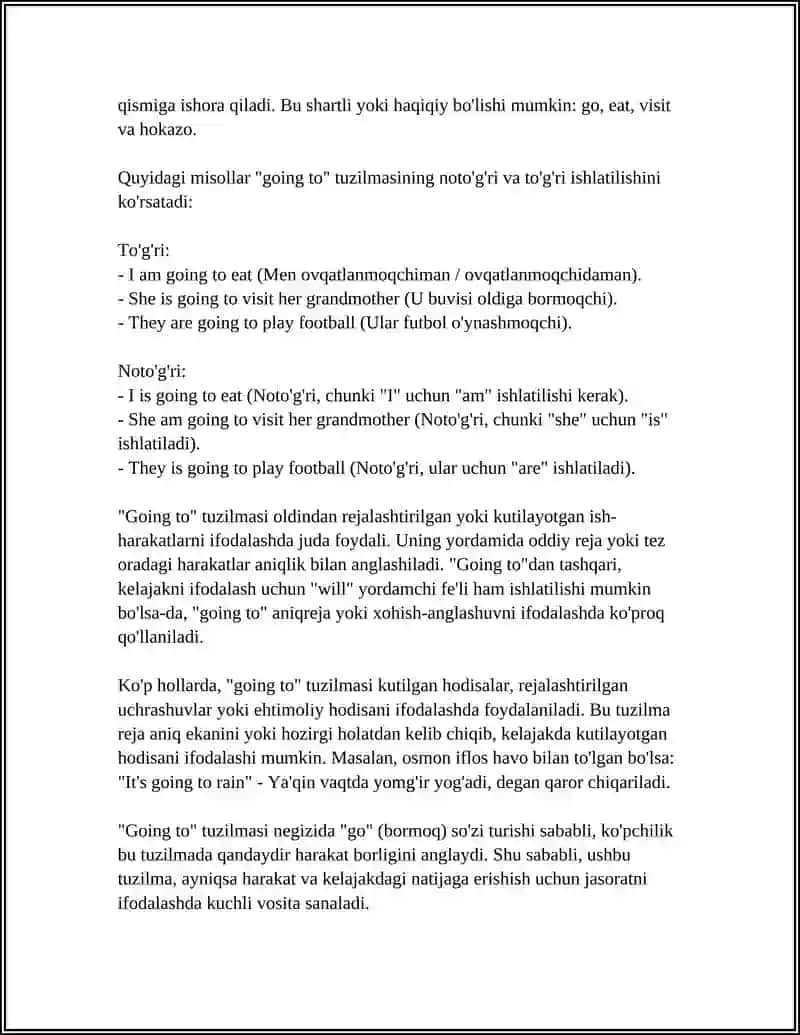 "Going to" tuzilmasi 4