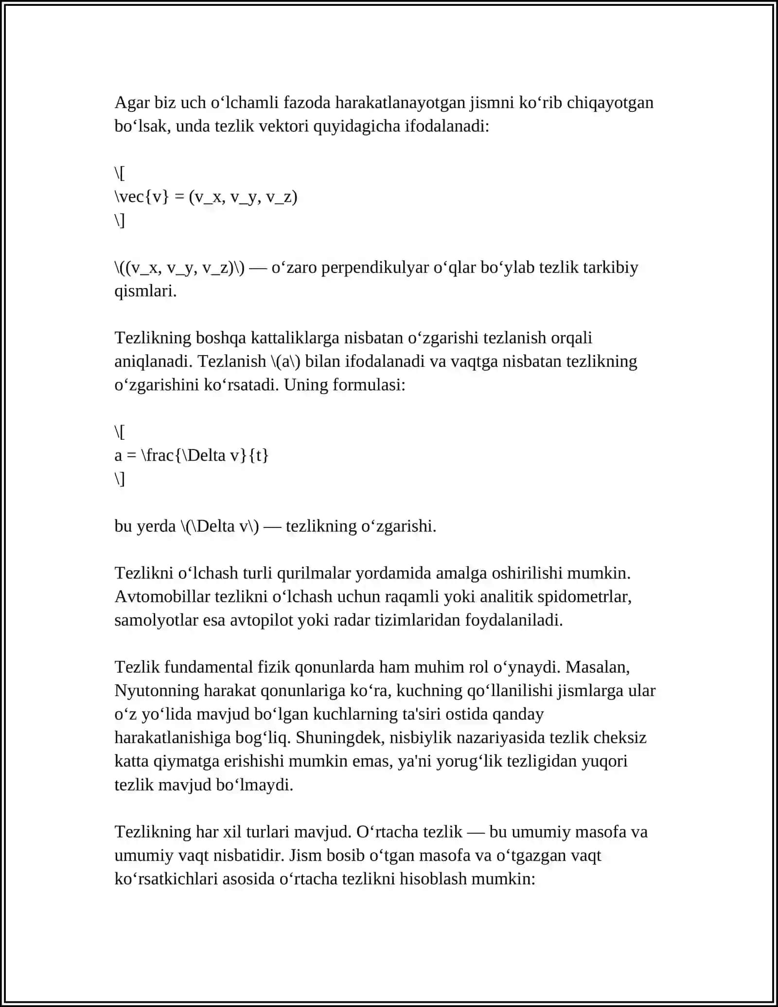 4-SINF MATEMATIKA. TEZLIK. VAQT. MASOFA 4