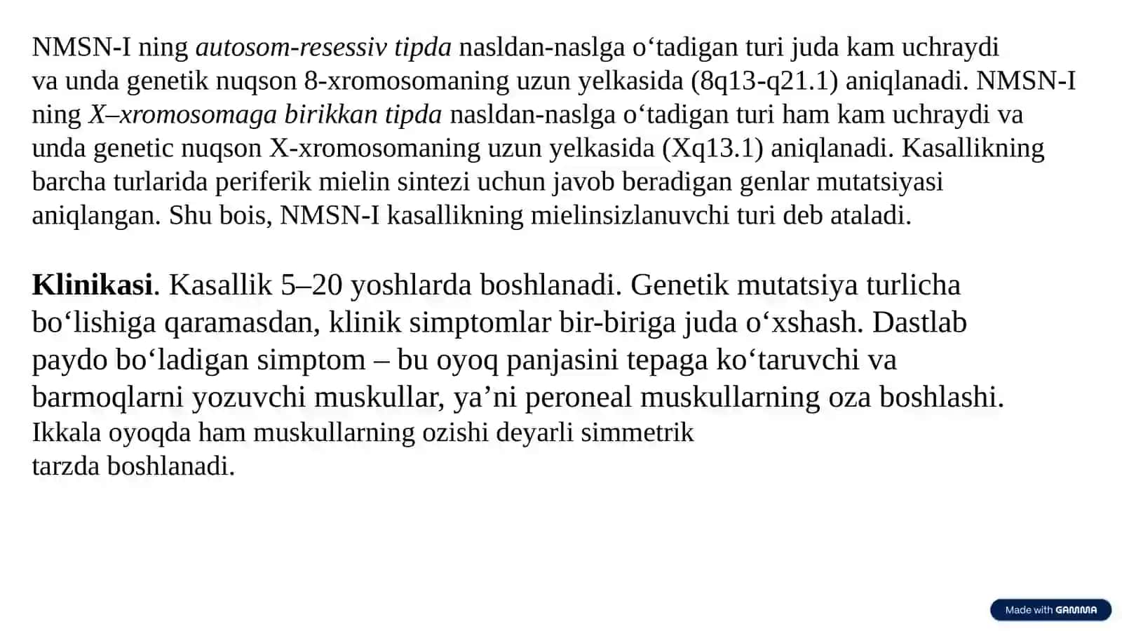 Asab Tizimining Nasliy Kasalliklari: Umumiy Tushuncha 4