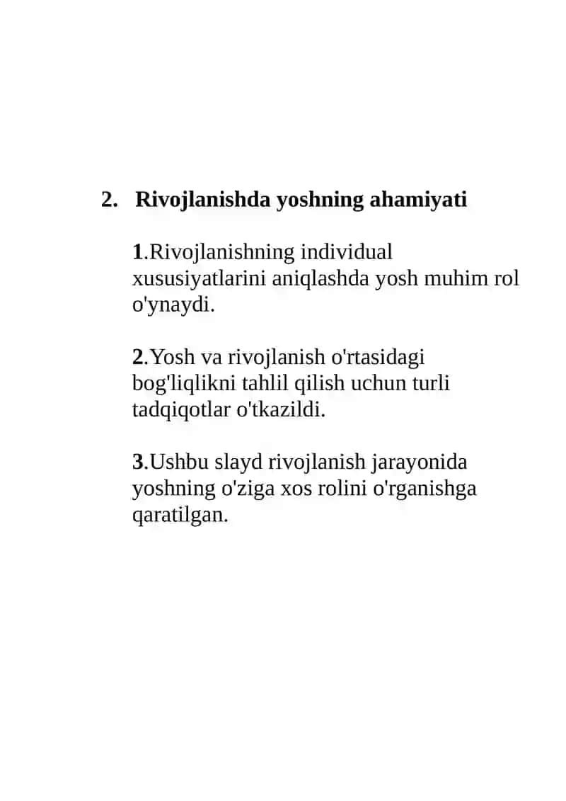 Rivojlanishning yoshga va individual xususiyatlariga oid tadqiqotlar tahlili 4