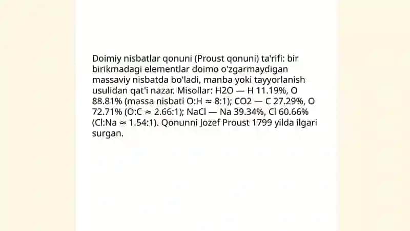 Kimyoning asosiy stexiometrik qonunlari 4