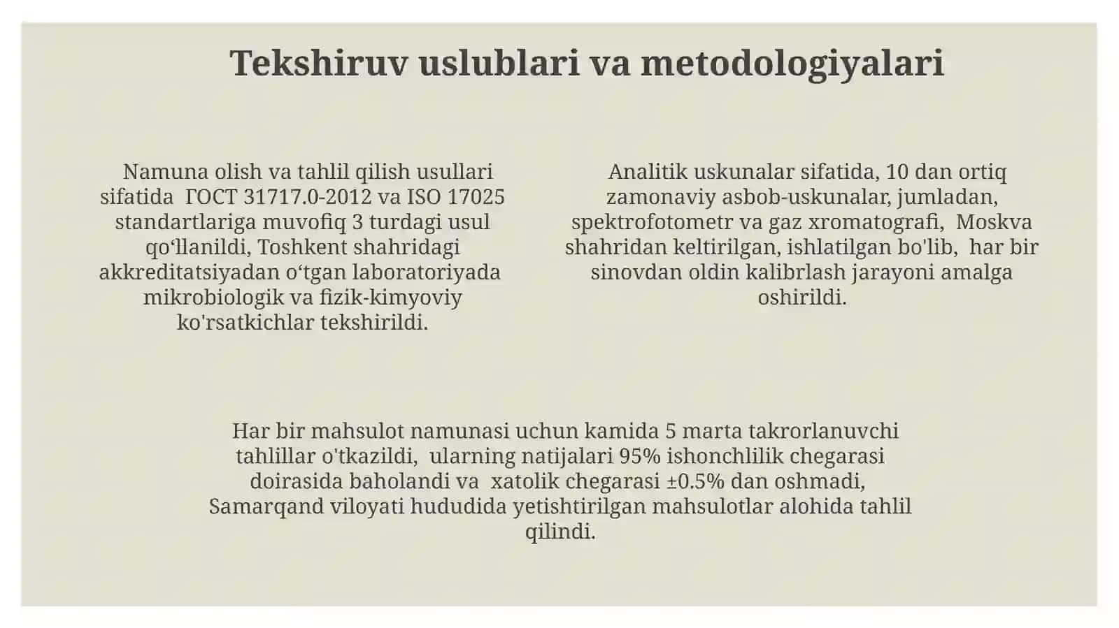 Askarlarning quruq oziq-ovqat mahsulotlarini laboratoriya tekshiruvi to'g'risidagi bayonot 4