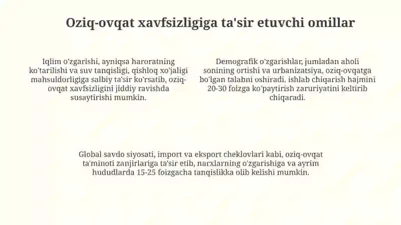 O‘zbekiston Respublikasida oziq-ovqat xavfsizligini ta'minlashning asosiy yo‘nalishlari 4