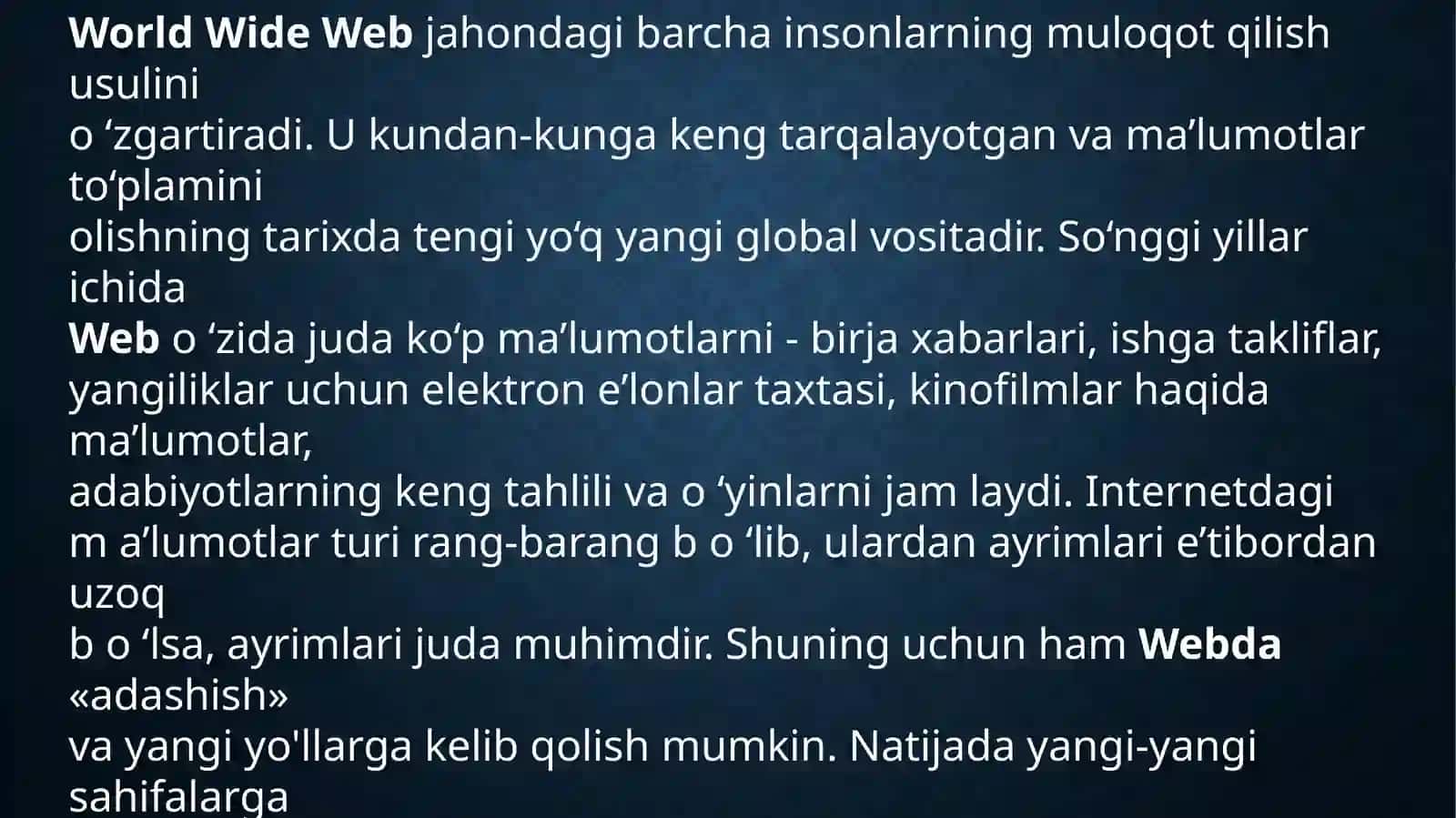 WEB-SAYTLAR YARATISHGA YO`NALTIRILGAN DASTURIY TAMINOT 4