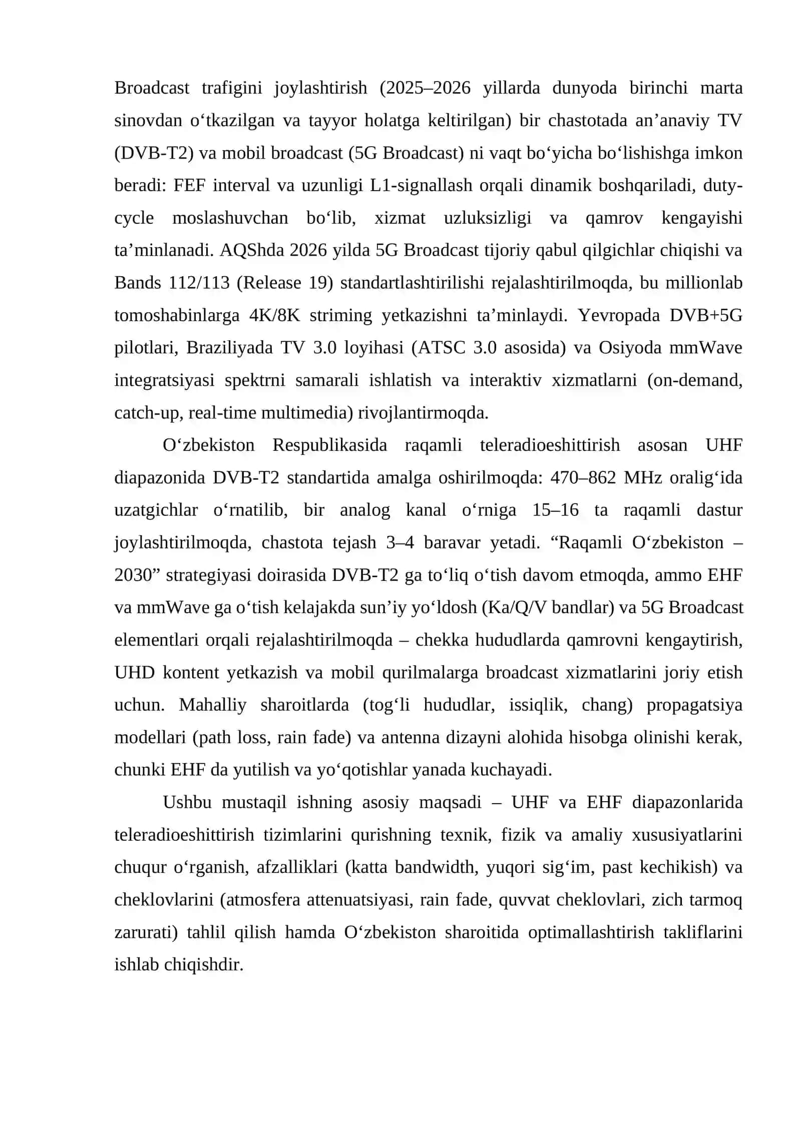 O‘ta yuqori va ultra yuqori chastota diapazonlarida  teleradioeshittirish tizimlarini qurish xususiyatlari 4
