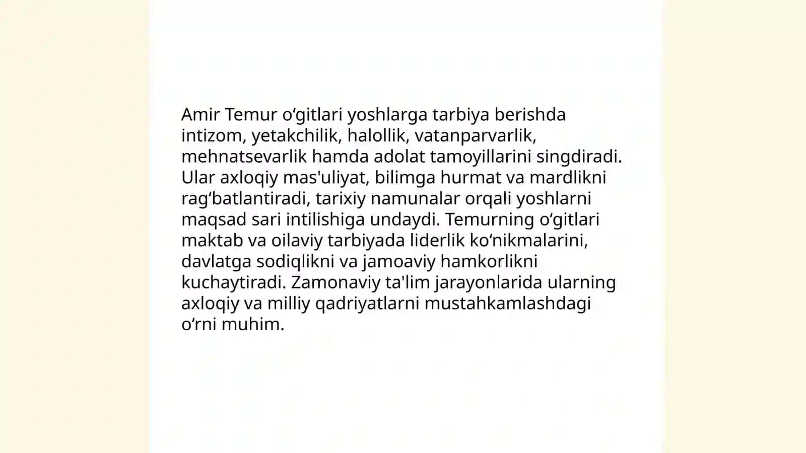 Amir Temur o‘gitlarining tarbiyaviy ahamiyati 4