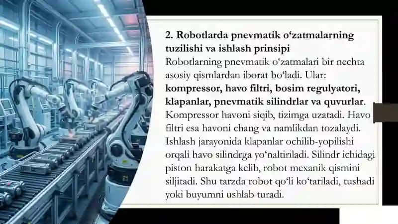 Robitlarning pnevmatik o'zatmalari 4