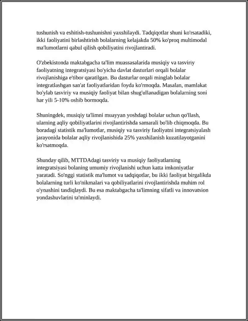 MTTDA TASVIRIY FAOLIYATNING BOSHQA FAOLIYAT TURLARI VA MASHGʻULOTLAR BILAN BOGʻLIQLIGI 4
