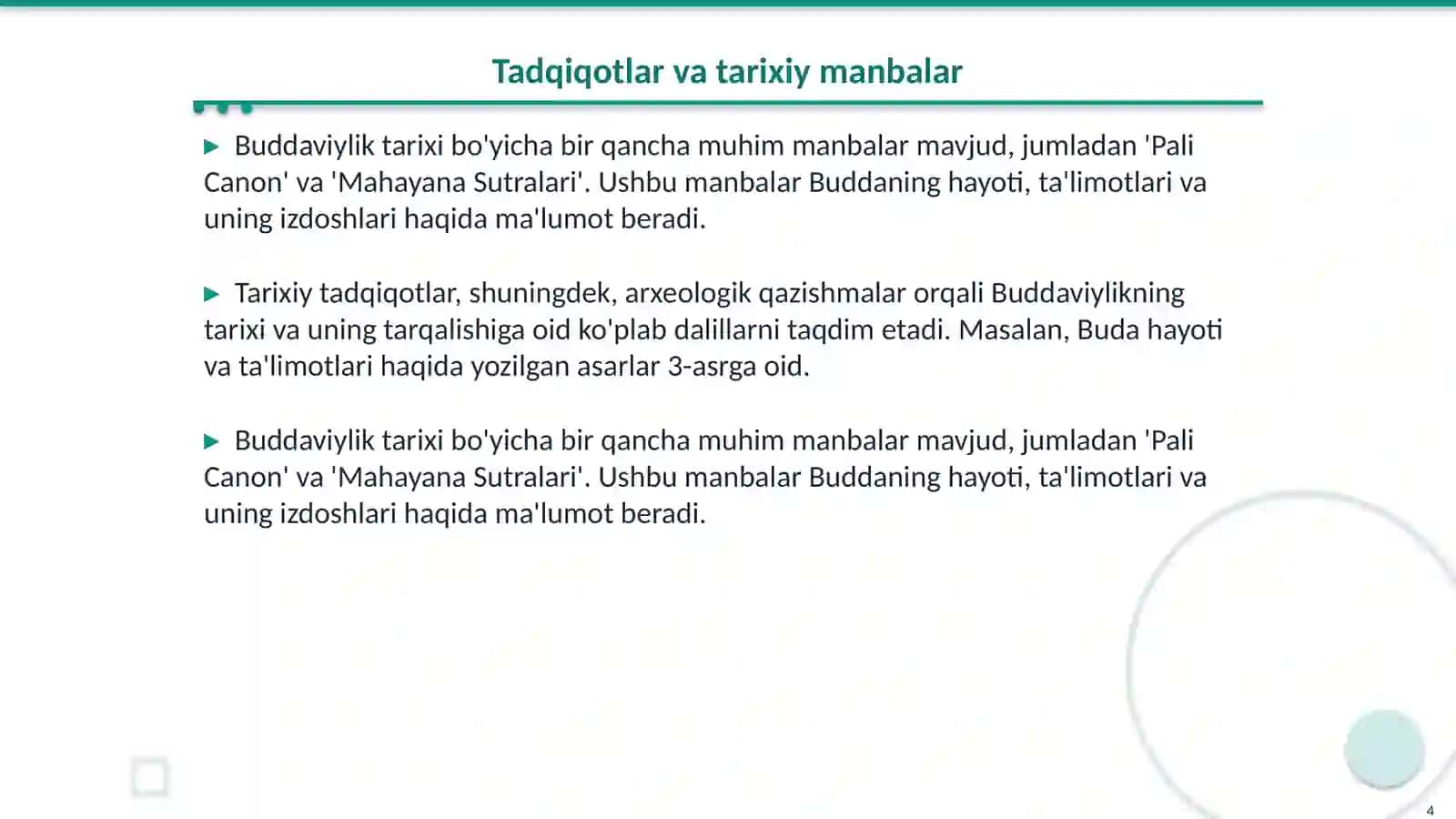 Buddaviylik dini tarixi va asosiy gʻoyalari 4