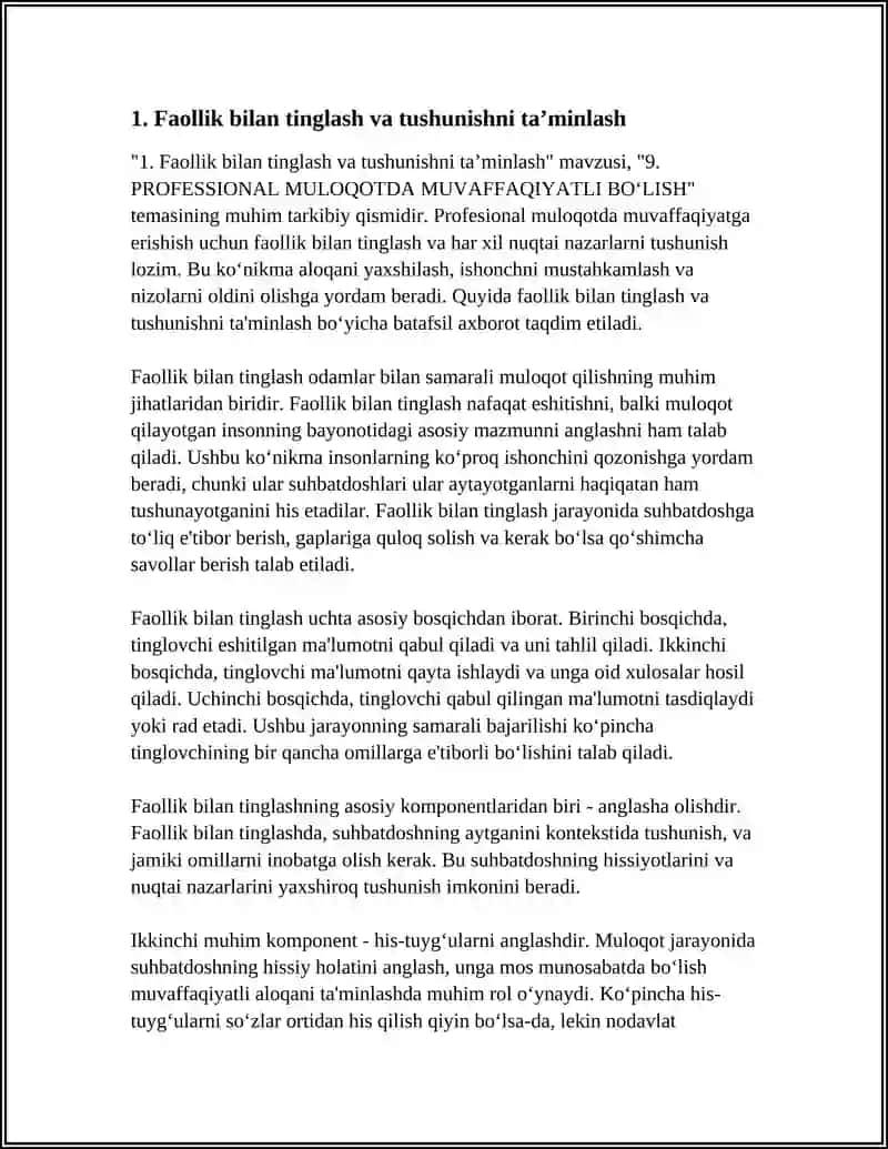 Faollik bilan tinglash va tushunishni ta'minlash 4