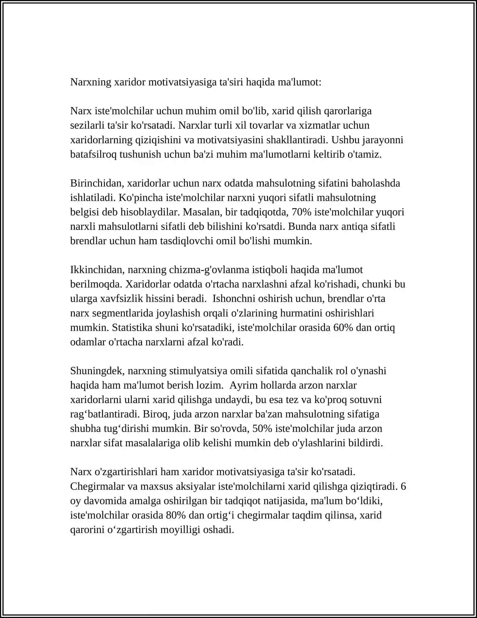 SANOAT TOVARLARI XARIDORINING MOTIVATSIYASINI O’RGANISH 4